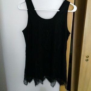 Lacey detail black tank